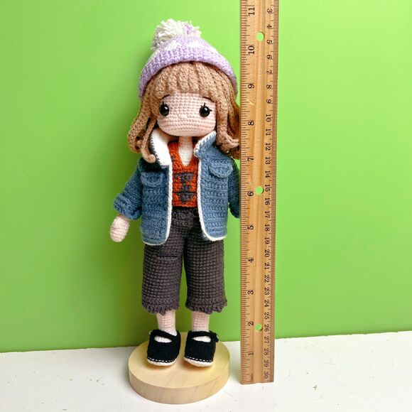 Winter Girl Crochet Doll with Beanie | Christmas Amigurumi | Kawaii Plush - Picture 9 of 9